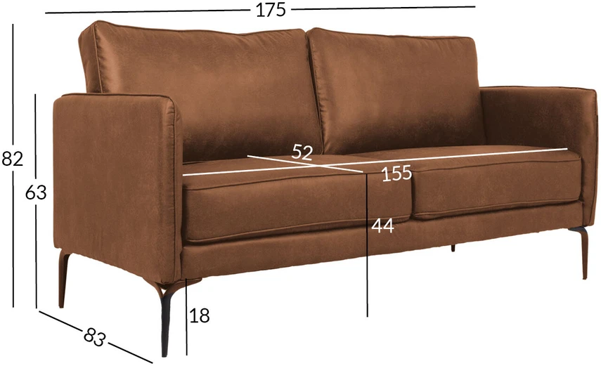 Home4You Sofa SOFIA 2-vietė, ruda