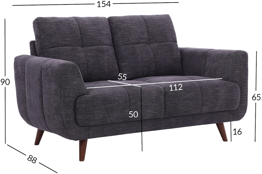 Home4You Sofa STEVE, 2 vietų, tamsiai pilka