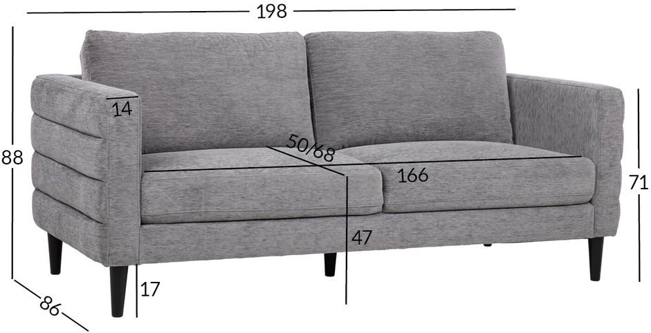 Home4You Sofa STEVENS 3 vietų, pilka