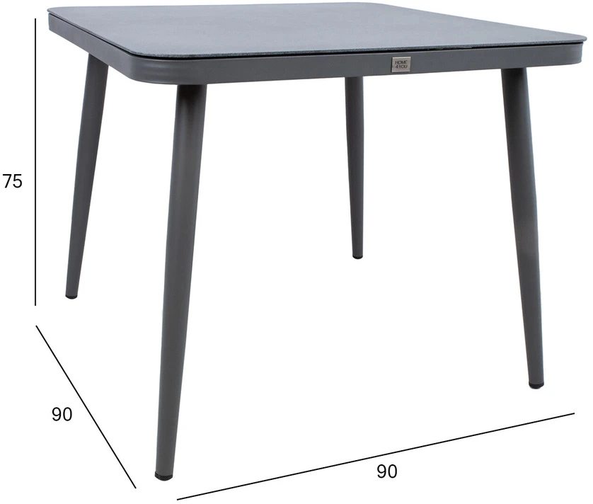 Home4You Stalas ANDROS 90x90xH75cm, pilkas