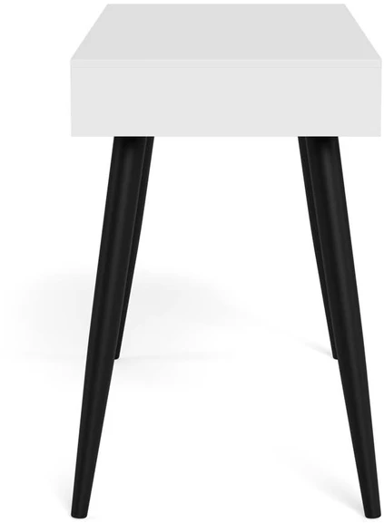 Home4You Stalas NEPTUN su 3 stalčiais, 110x50x77 cm, medžiaga: melaminas, spalva: balta, kojos: juodo metalo
