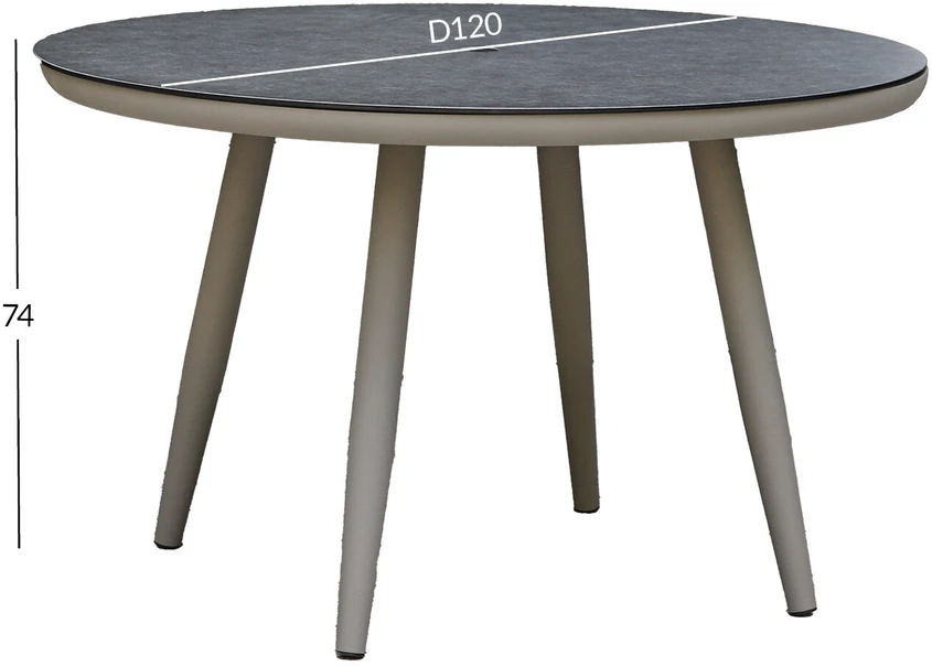 Home4You Lauko stalas SILVA D120xH75cm Pilka/Smėlio spalva