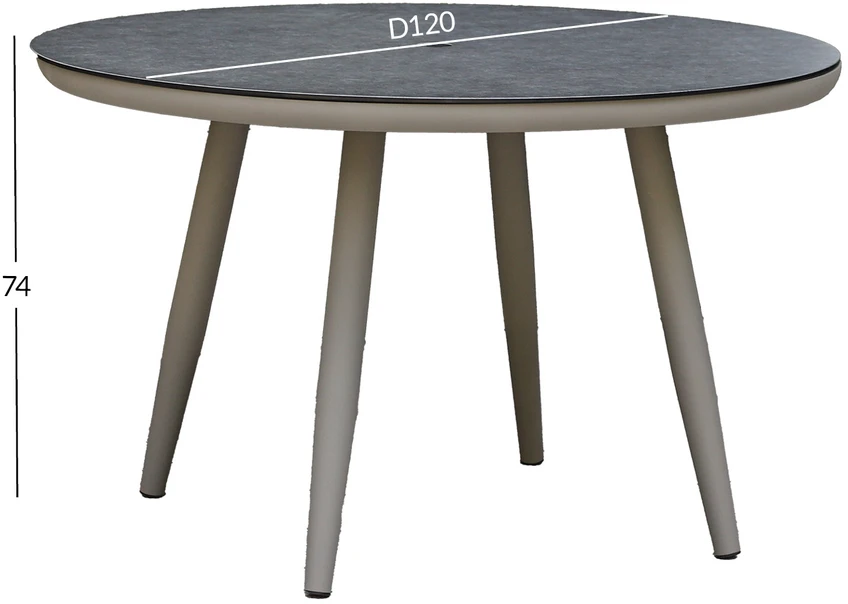 Home4You Stalas SILVA, D120xH75 cm, pilkšvai smėlio spalvos