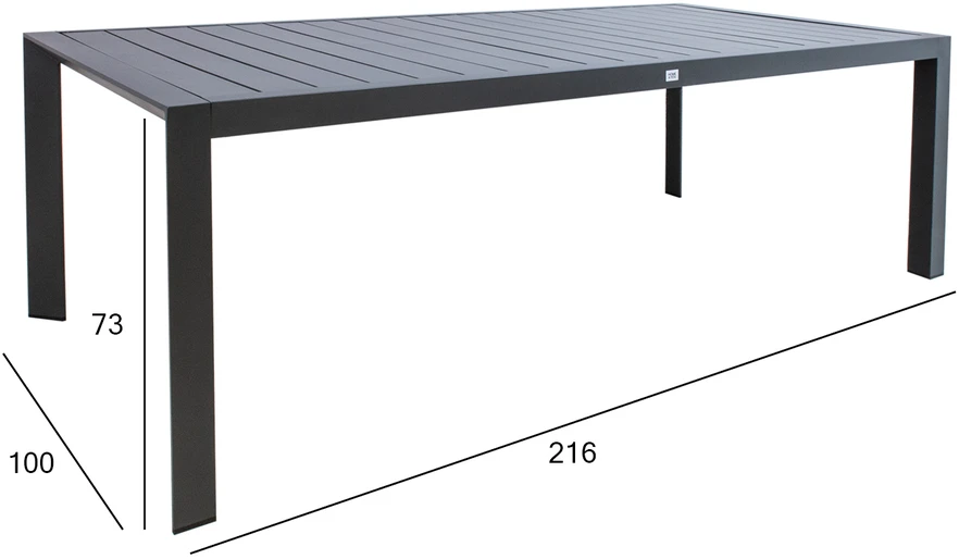 Home4You Table TOMSON 216x100xH73 cm, dark pilkas