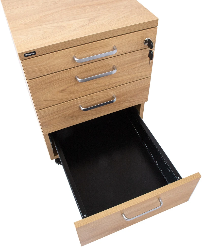 Home4You Drawer box ERGO 60x43xH60cm, hickory wood, with metal drawers