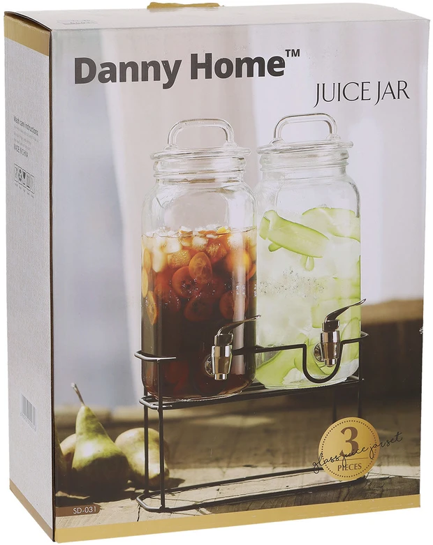 Home4You Stiklinis indas TWIN 2×2,3 l, su stovu