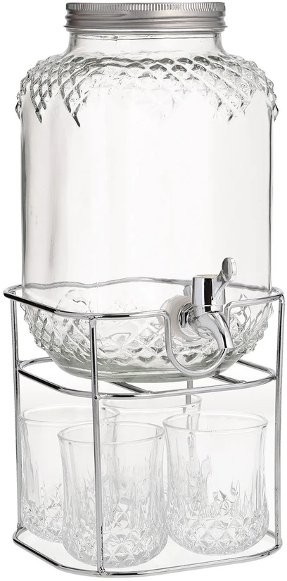 Home4You Stiklinis indelis +4stiklai PARTY SET 4L, su stoveliu