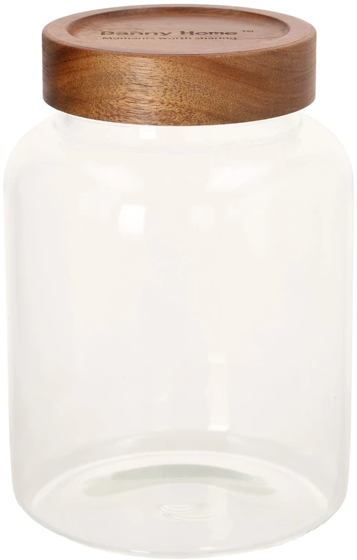 Home4You Stiklinis indas RIVA D13xA19cm 1930ml akacijos medienos su dangteliu