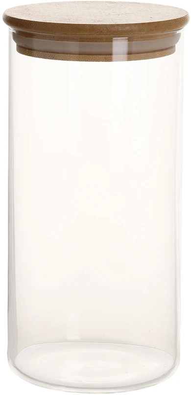 Home4You Stiklinis indelis JARA D8,3xH17cm 1000ml su bambukiniu dangteliu
