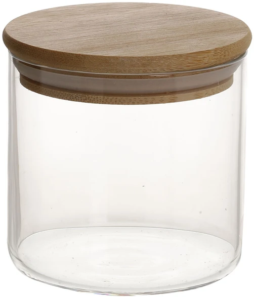Home4You Bamboo Stiklinis indelis JARA D8,3xA8cm 390ml su bambukiniu dangteliu