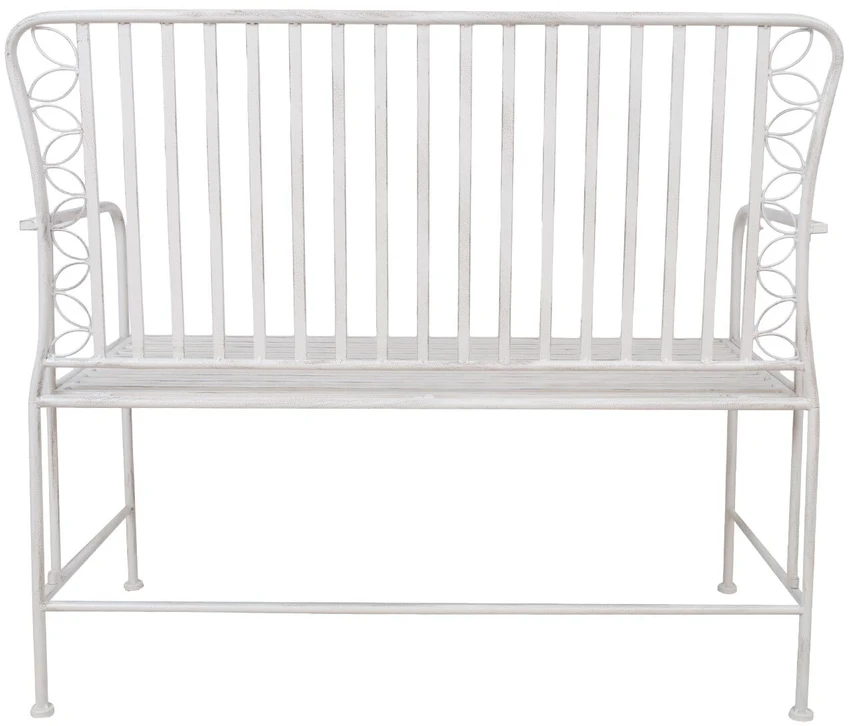 Home4You Bench Suoliukas JASMINE 103x50xH93cm, senovinis baltas metalas