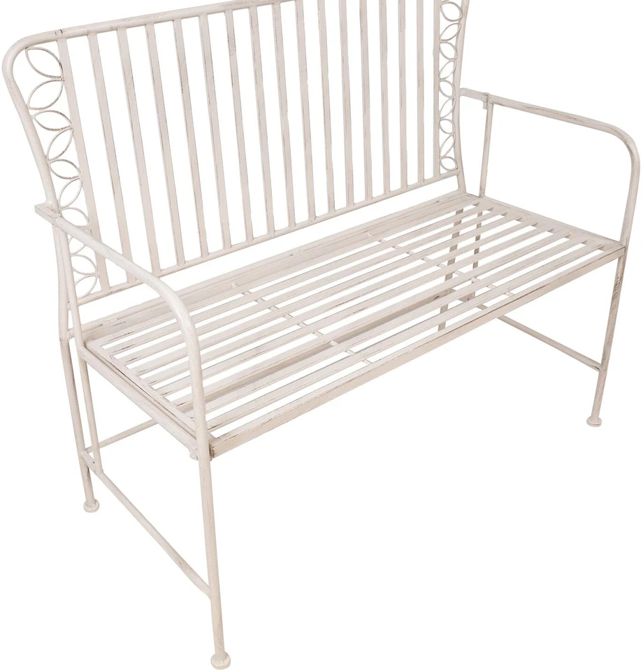 Home4You Bench Suoliukas JASMINE 103x50xH93cm, senovinis baltas metalas