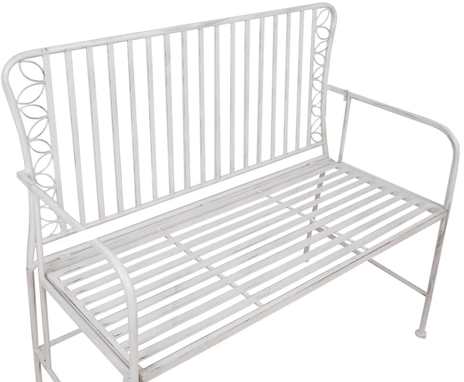 Home4You Bench Suoliukas JASMINE 103x50xH93cm, senovinis baltas metalas