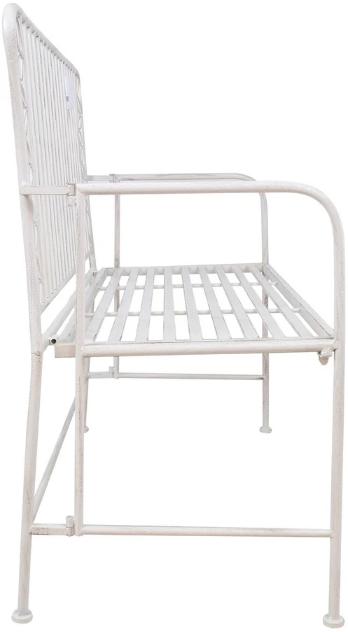 Home4You Bench Suoliukas JASMINE 103x50xH93cm, senovinis baltas metalas