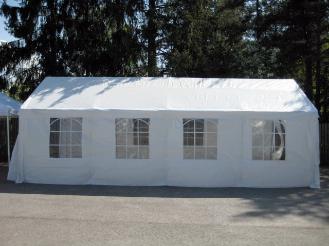 Home4You Palapinė 4x8m, rėmas: plienas, viršus: polietilenas, spalva: balta