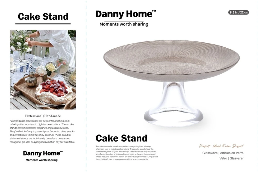 Home4You Stiklinė lėkštė TORTO LĖKŠTĖ D22cm