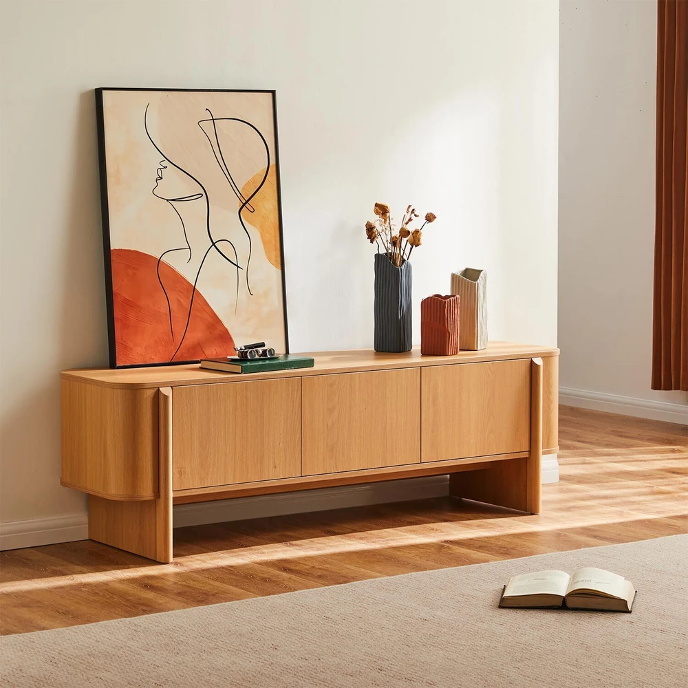 TV staliukas Home4You Unit TV spintelė MORBEN 160x42xA50cm, melaminas su ąžuolo dekoru