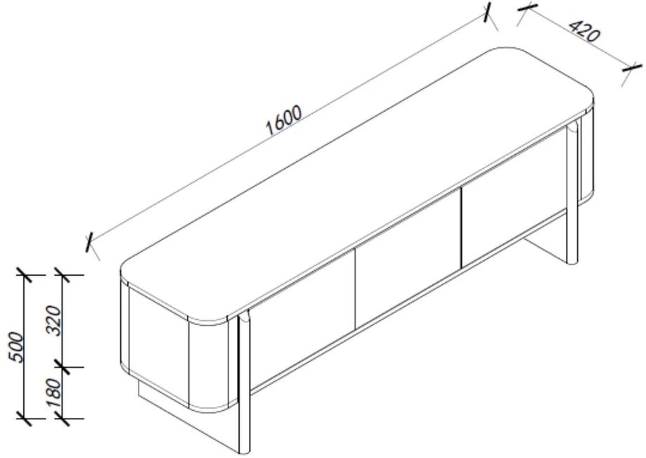 TV staliukas Home4You Unit TV spintelė MORBEN 160x42xA50cm, melaminas su ąžuolo dekoru