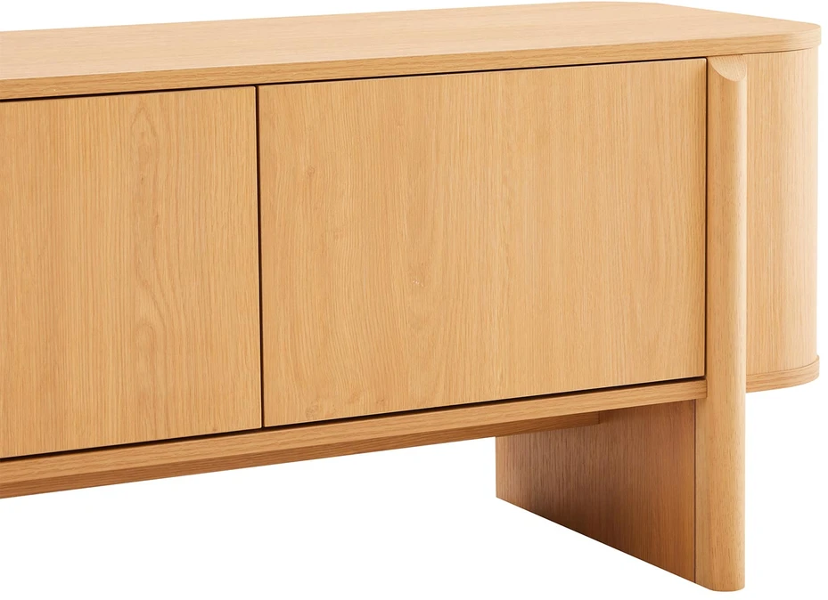 TV staliukas Home4You Televizoriaus staliukas „MORBEN“ 202,5 x 42 x H50 cm, melaminas su ąžuolo dekoru