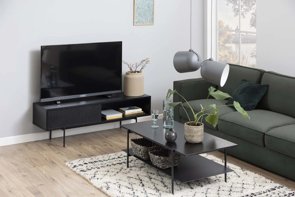 Home4You TV staliukas ANGUS 140x40xH44cm, juodas