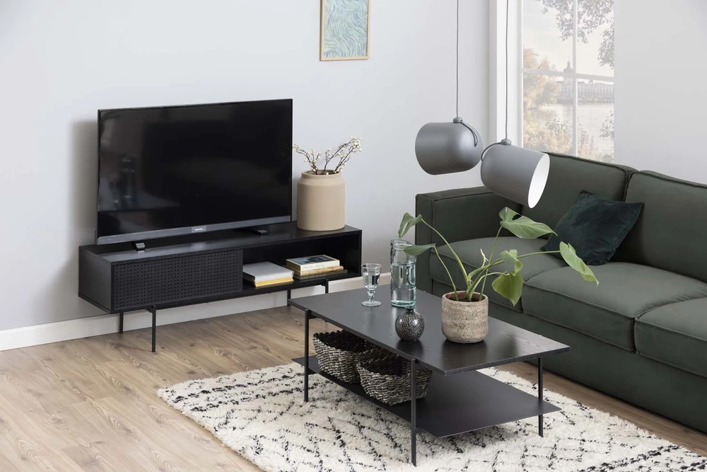 Home4You TV staliukas ANGUS 140x40xH44cm, juodas