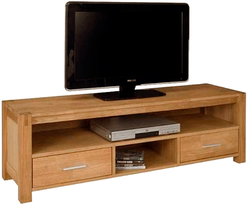 TV staliukas Home4You Televizoriaus stovas CHICAGO NEW su 2 stalčiais, 140x40x45 cm, mediena: ąžuolo lukštas, spalva: natūrali