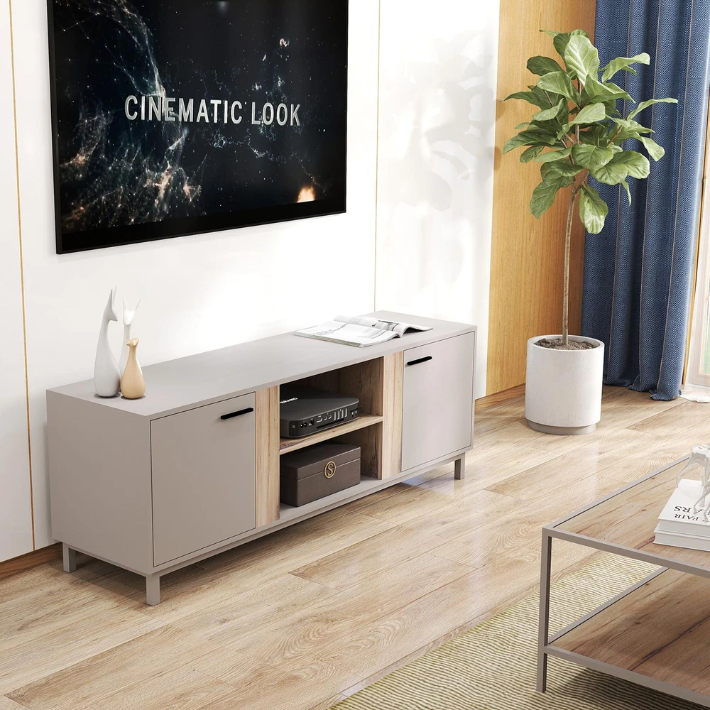 Home4You TV staliukas CLEO 150x40xA53cm, pilkšvai rudas
