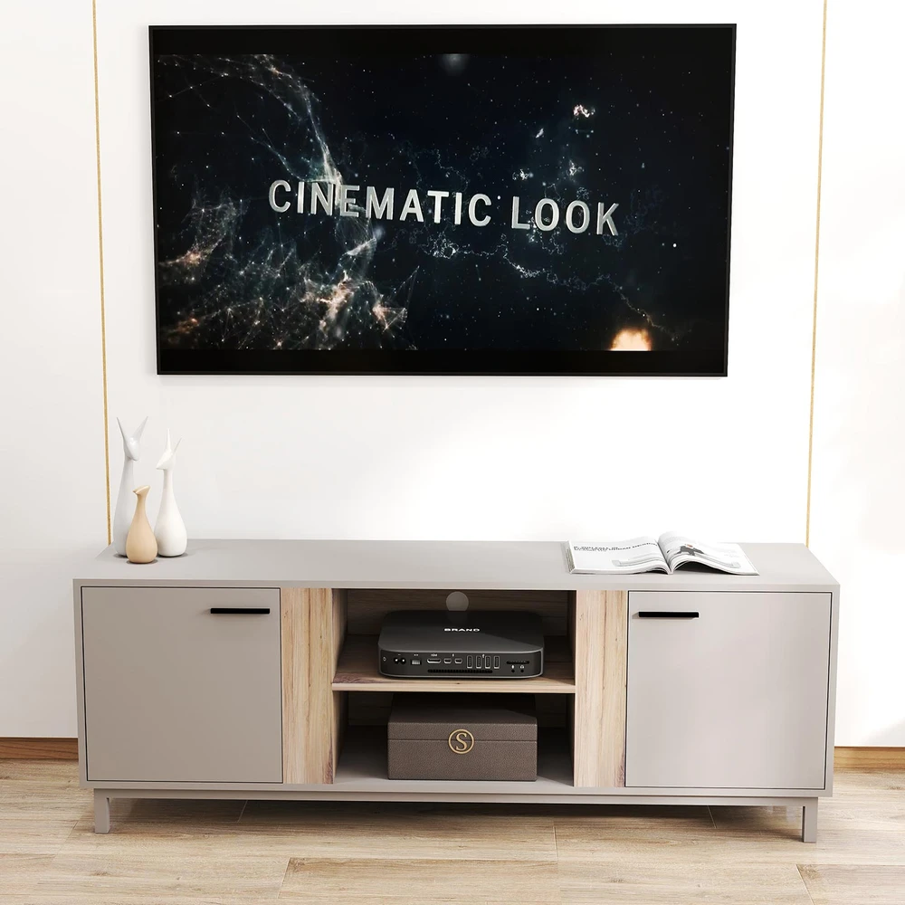 Home4You TV staliukas CLEO 150x40xA53cm, pilkšvai rudas