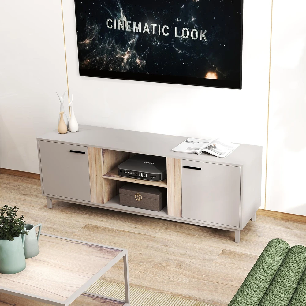Home4You TV staliukas CLEO 150x40xA53cm, pilkšvai rudas