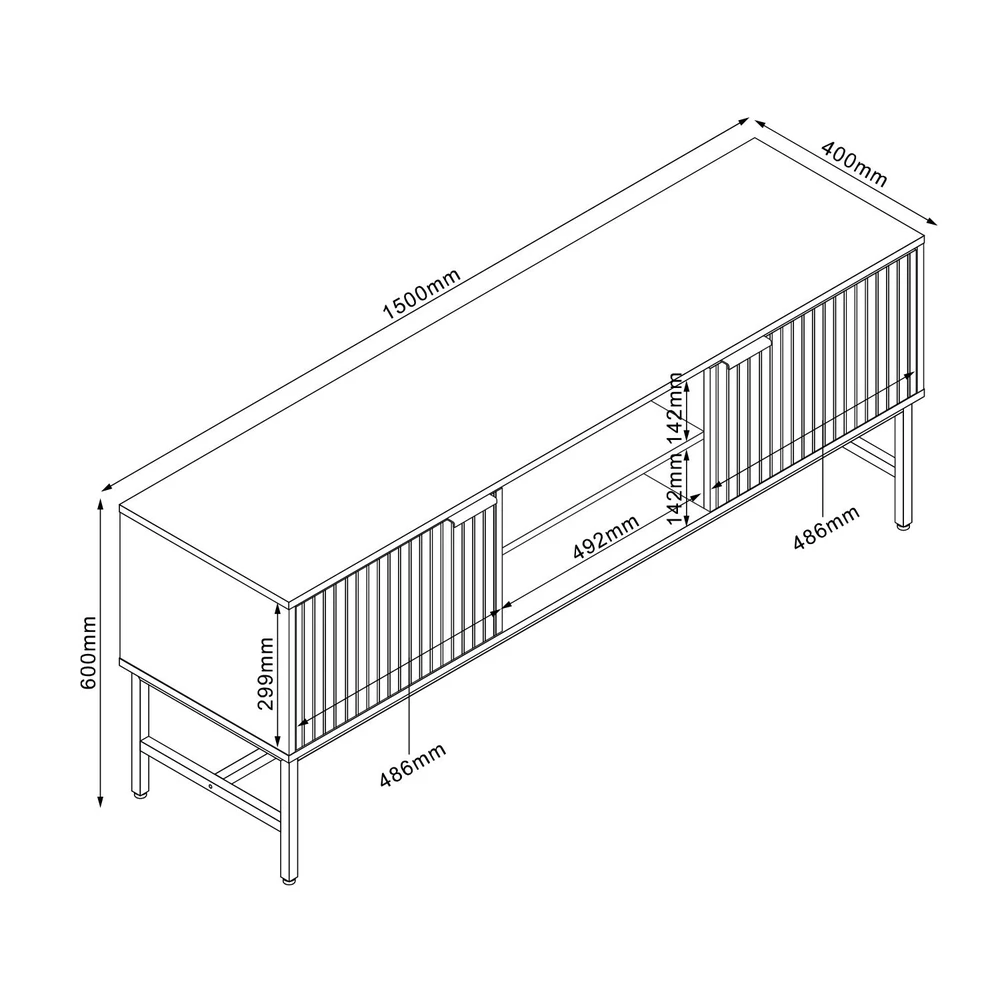 Home4You TV staliukas HELVE 150x40xH60cm, melaminas