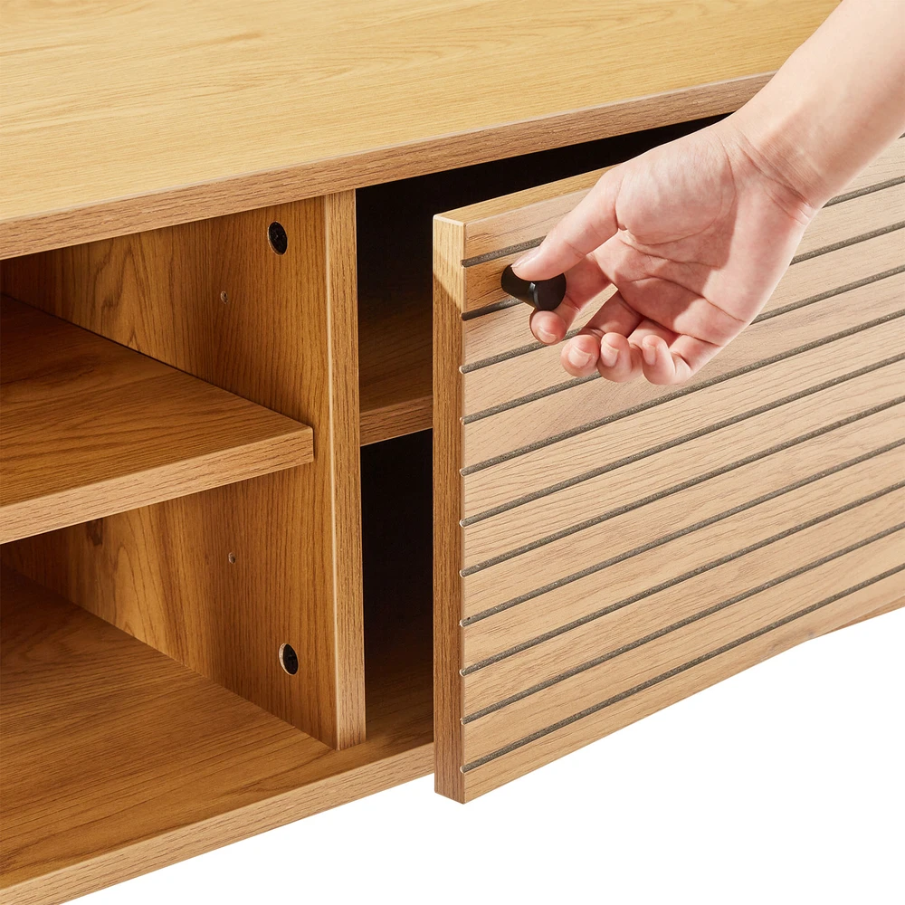 TV staliukas Home4You TV table LINE 150x40xH50cm, melamine with oak decor