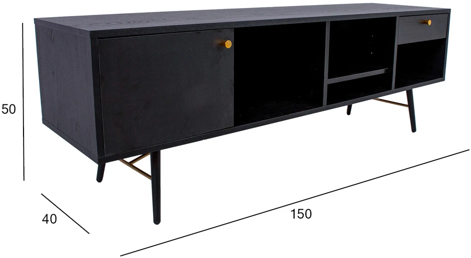 Home4You TV staliukas LUXEMBOURG 150x40xH50cm, juodas