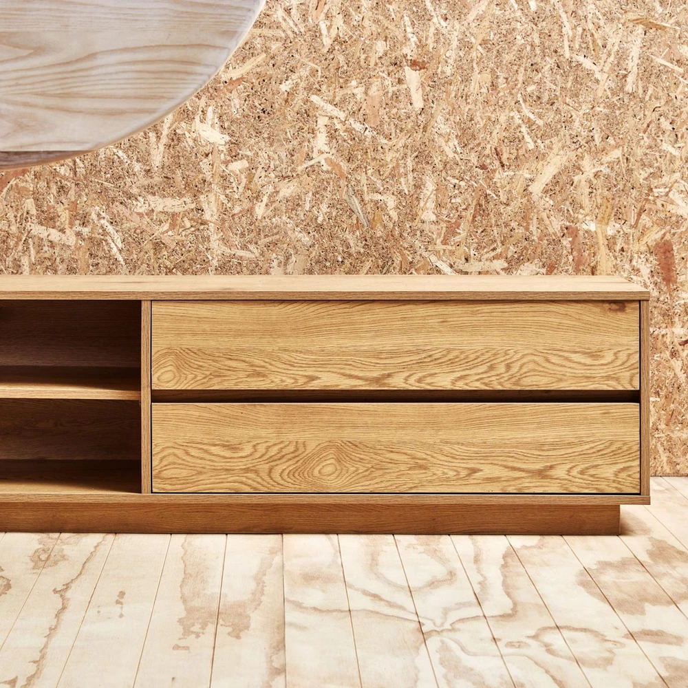 Home4You TV staliukas SACHA 180x40xH43cm, melaminas su ąžuolo žieve