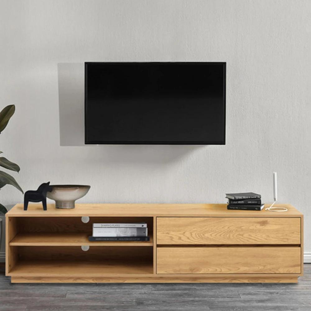 Home4You TV staliukas SACHA 180x40xH43cm, melaminas su ąžuolo žieve