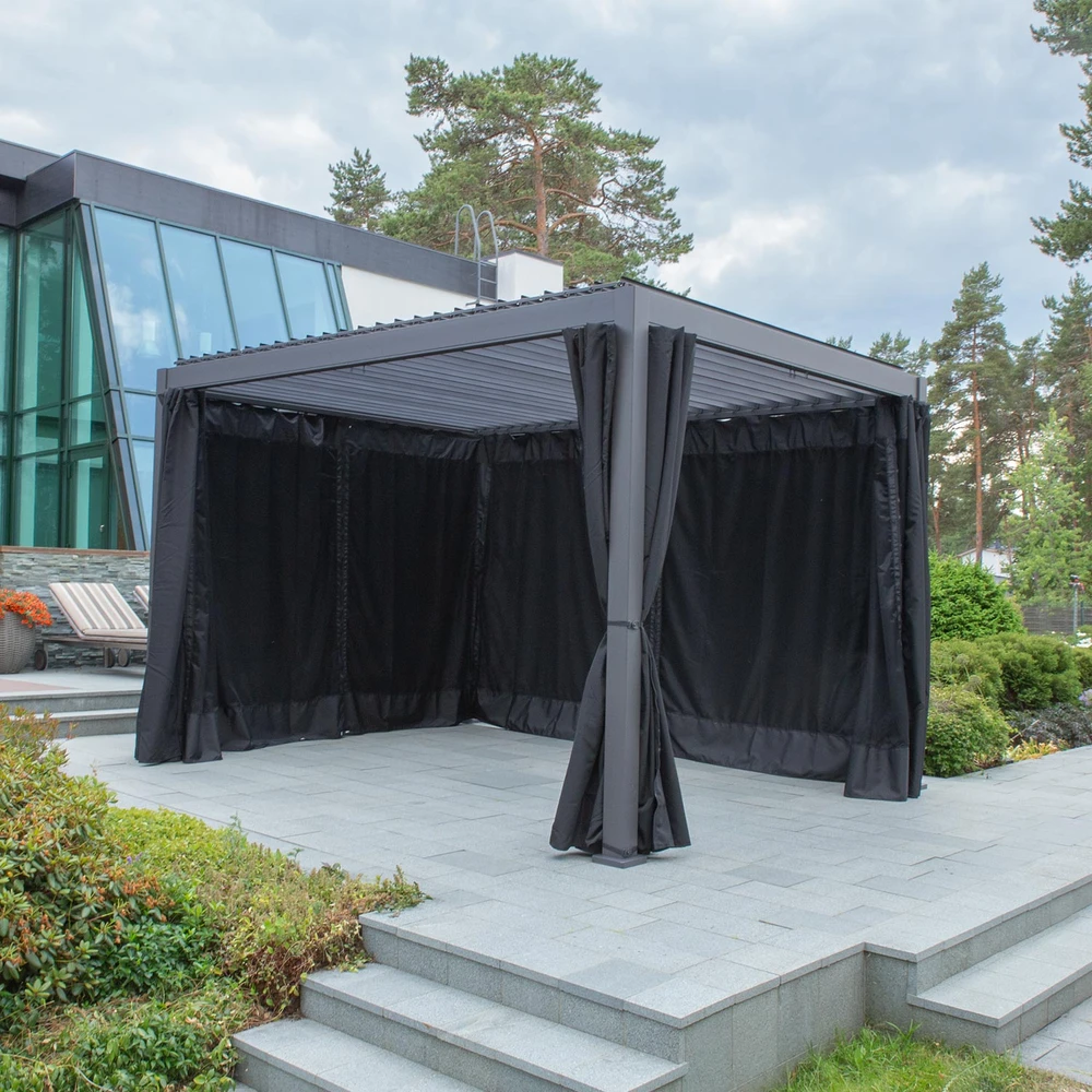 Home4You Šoninės pavėsinės sienelės MIRADOR, 3x3 m, juodos