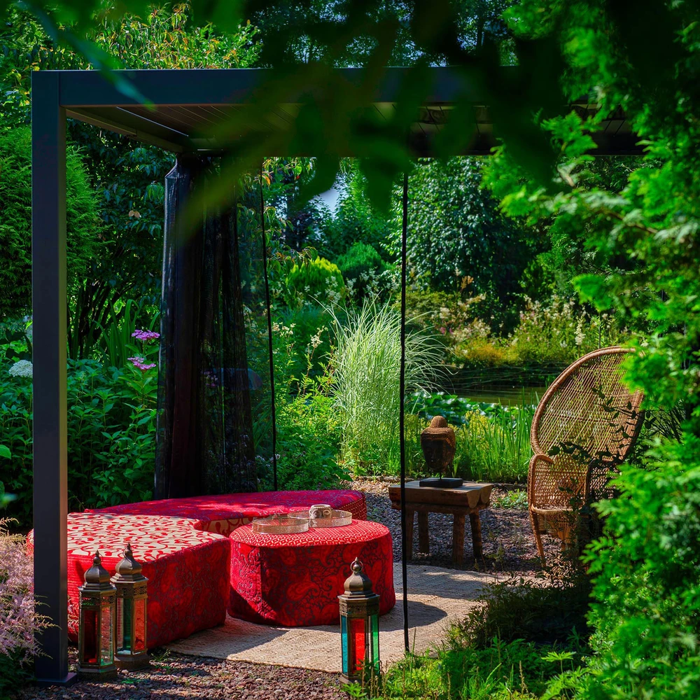 Home4You Lauko pavėsinės užuolaidos Gazebo MIRADOR, Juodos spalvos