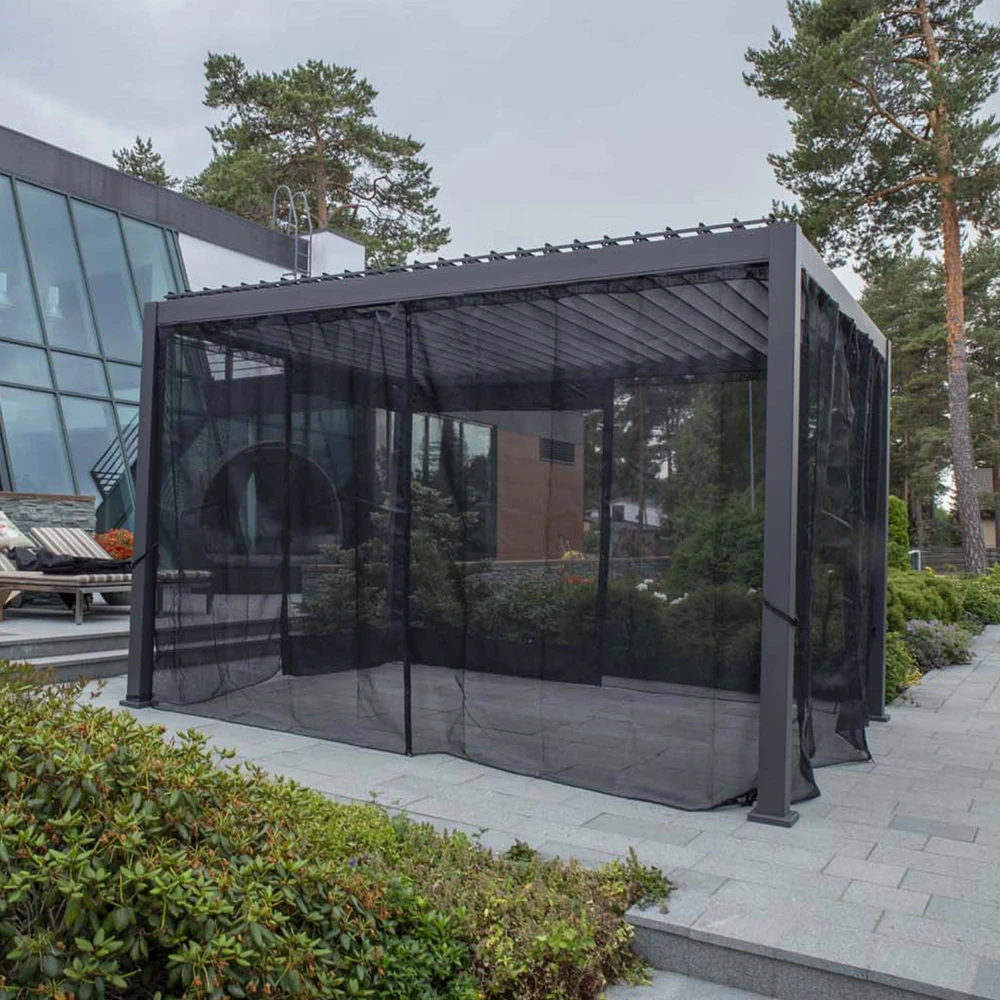 Home4You Lauko pavėsinės užuolaidos Gazebo MIRADOR, Juodos spalvos