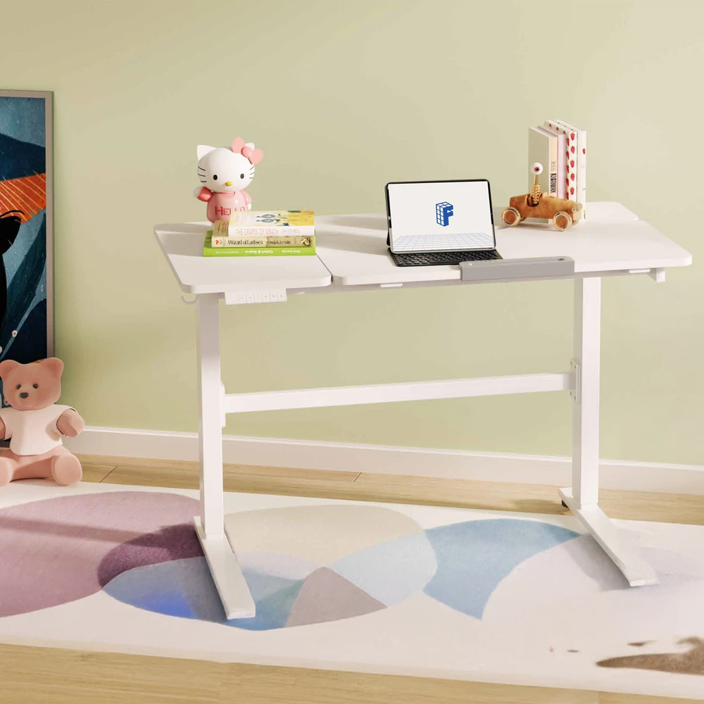 Home4You Vaikiškas stalas ERGO KID su 1 varikliu 112x60x56-80cm, baltas