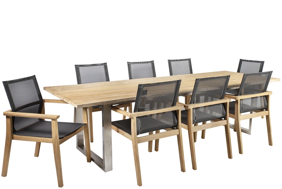 Lauko baldų komplektas Home4You Valgomojo baldų komplektas NAUTICA su 8 kėdėmis