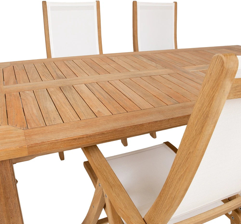 Lauko baldų komplektas Home4You Valgomojo komplektas BALI stalas, 6 sulankstomos kėdės