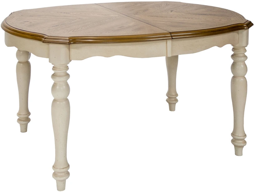Home4You Valgomojo baldų komplektas LILY su 6 kėdėmis (14357), 106,5x137+45x76 cm, stalviršis: MDF plokštė su ąžuolo fanera, rėmai: kaučiukmedis, spalva: balta/ąžuolo