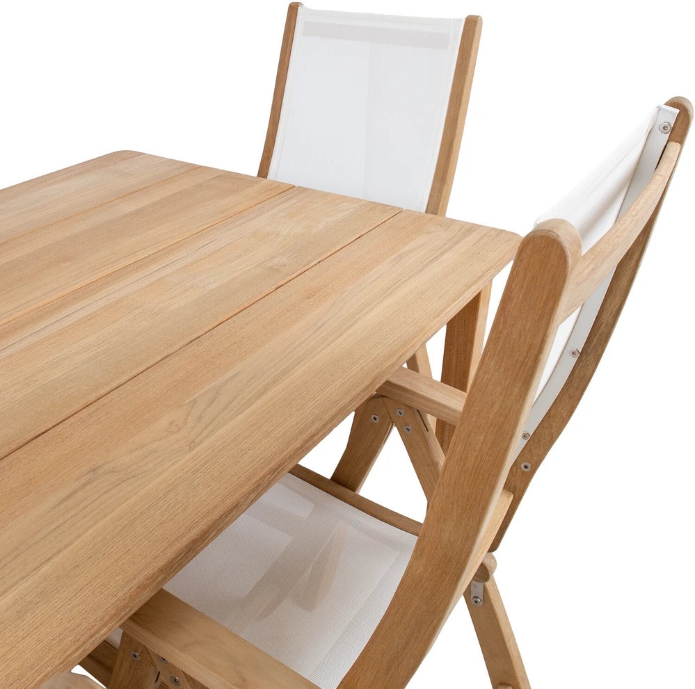Lauko baldų komplektas Home4You Valgomojo komplektas MALDIVE stalas, 6 sulankstomos kėdės