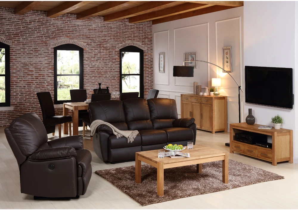 Home4You Valgomojo stalas CHICAGO NEW, 180x90x76 cm, stalviršis: MDF su tikru ąžuolo lukštu, spalva: natūrali, apdaila: alyvuotas