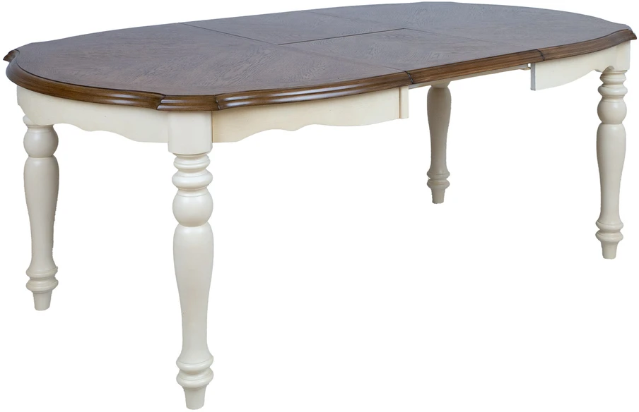 Home4You Valgomojo stalas LILY, 106,5x137-182x76 cm, ištraukiamas, medžiaga: MDF su tikro ąžuolo lukštu, kaučiukmedis, spalva: ąž