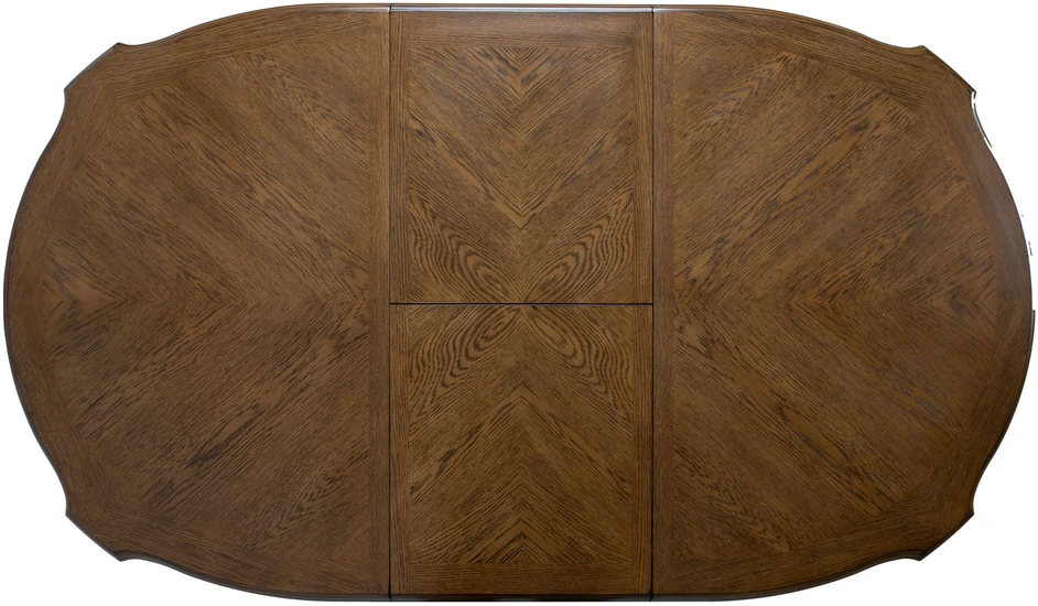 Home4You Valgomojo stalas LILY, 106,5x137-182x76 cm, ištraukiamas, medžiaga: MDF su tikro ąžuolo lukštu, kaučiukmedis, spalva: ąž