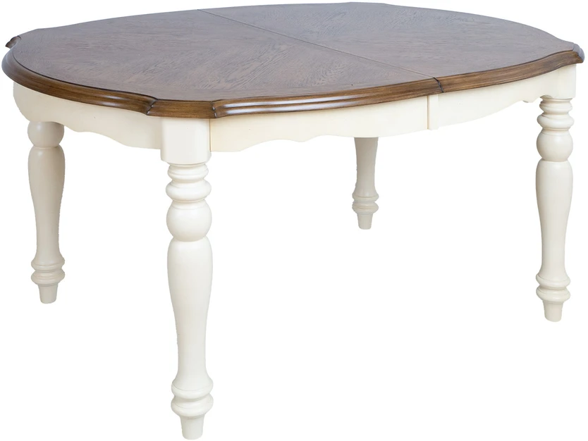 Home4You Valgomojo stalas LILY, 106,5x137-182x76 cm, ištraukiamas, medžiaga: MDF su tikro ąžuolo lukštu, kaučiukmedis, spalva: ąž