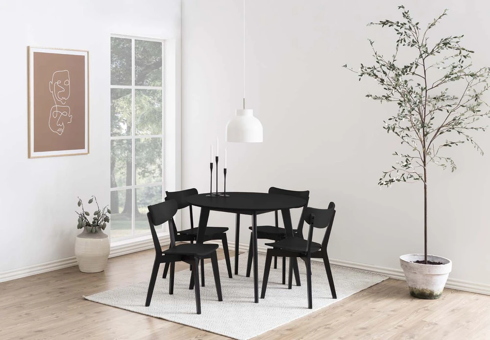 Home4You Stalas ROXBY D105xH76cm Apvalus Juodas