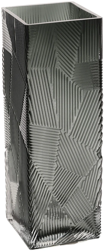 Home4You Vaza ZANA 10x10xH30cm, pilkas stiklas