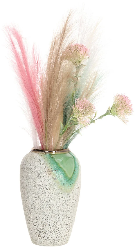 Home4You Keraminė vaza TITAN STONE H32cm, žalios/baltos tekstūros
