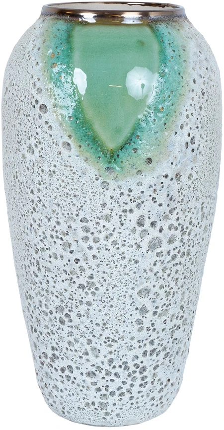 Home4You Keraminė vaza TITAN STONE H32cm, žalia/balta tekstūra